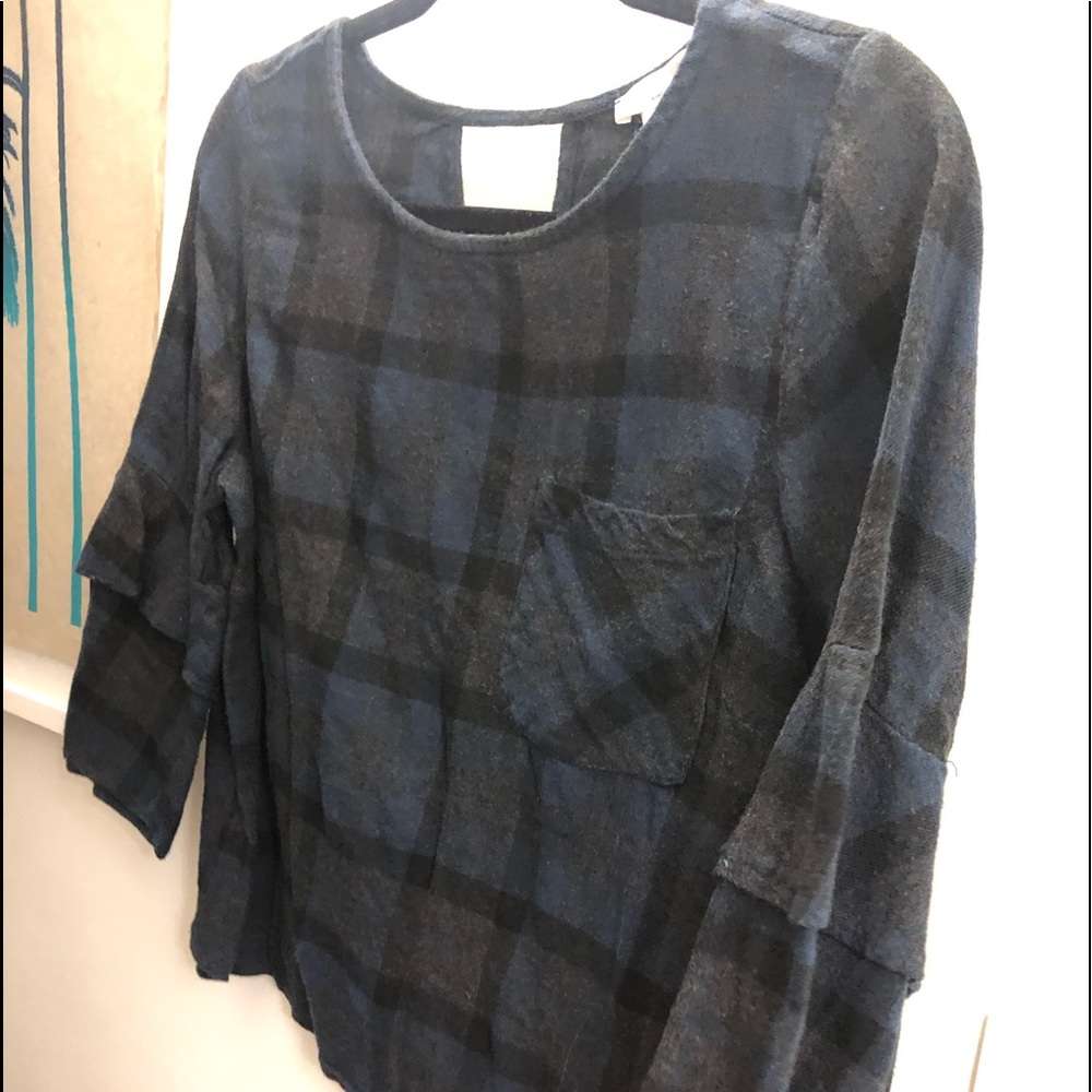 CHECKERED TOP 3/4 SLEEVE